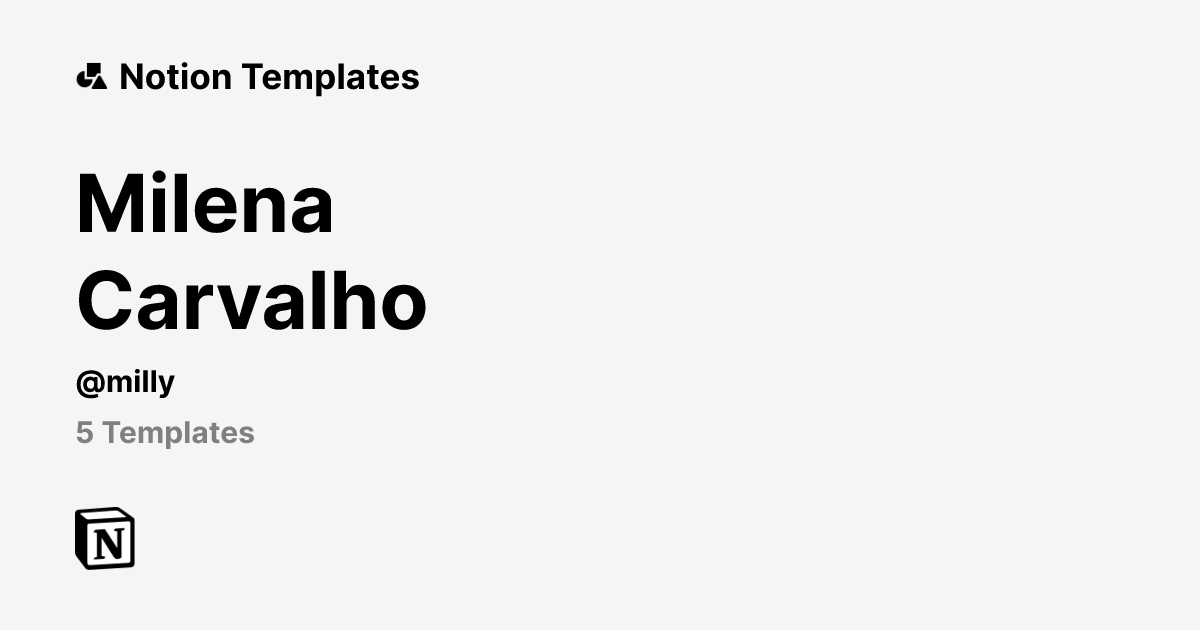 Milena Carvalho | Template Creator | Notion Marketplace