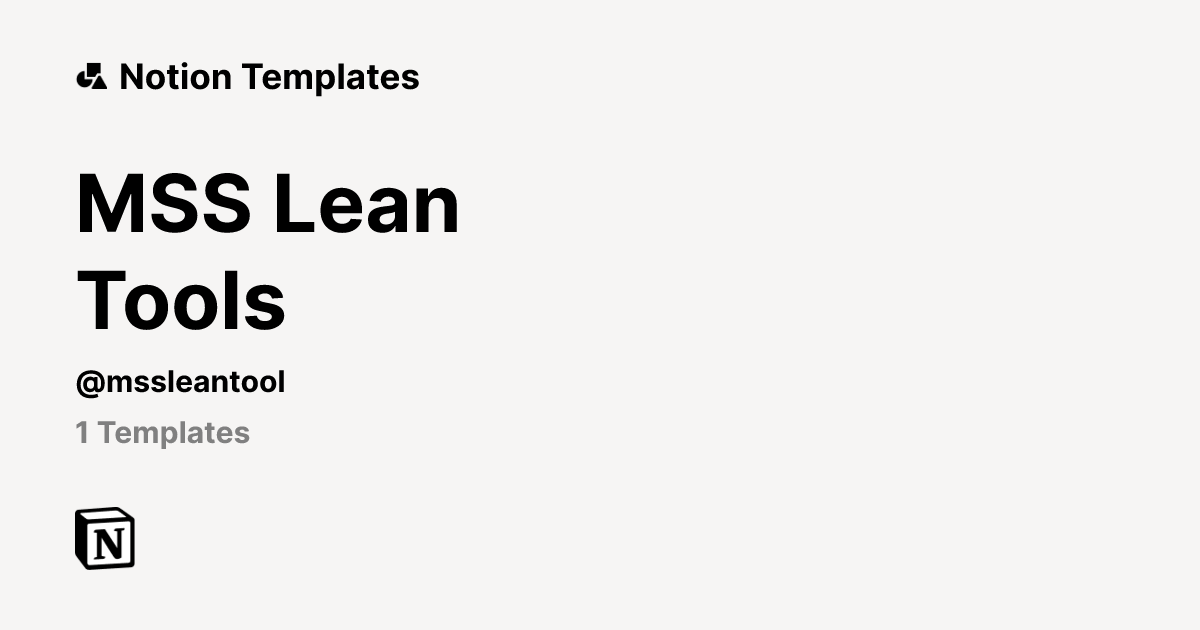 MSS Lean Tools | Template Creator | Notion Marketplace