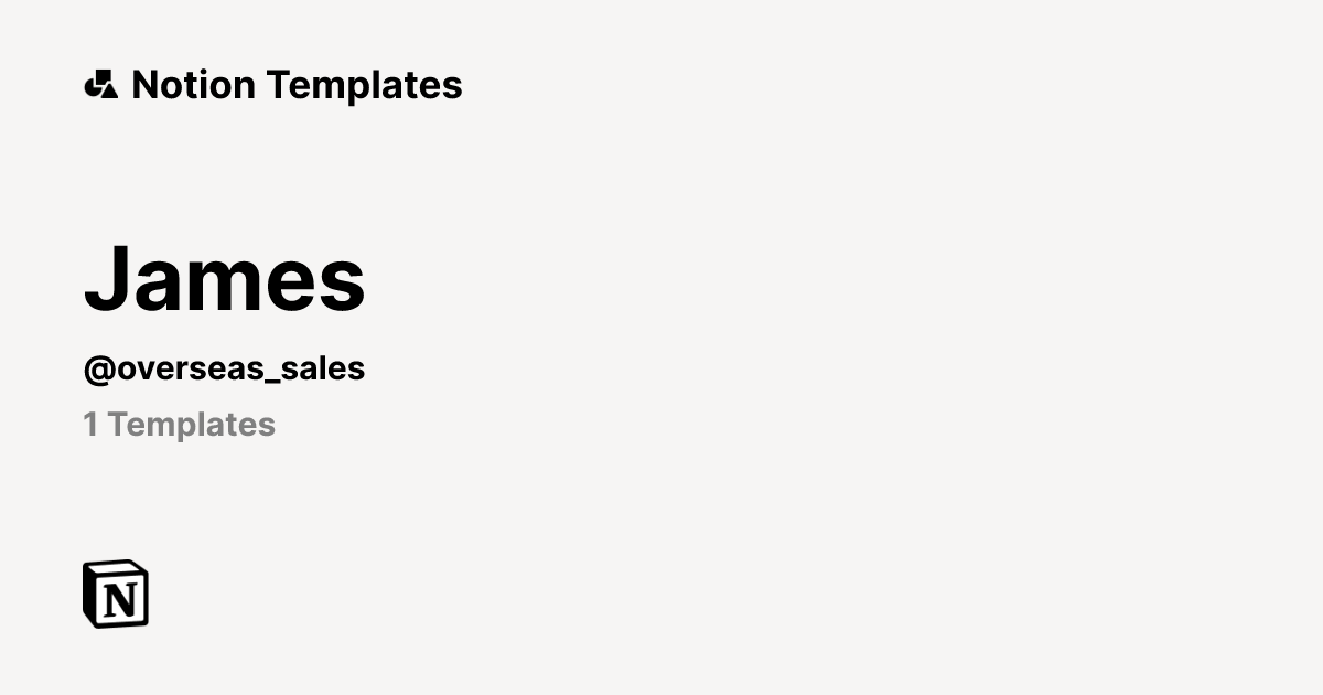 James | Template Creator | Notion Marketplace