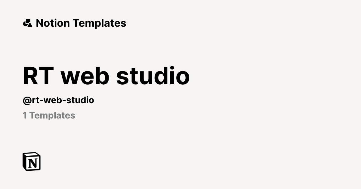 RT web studio | Template Creator | Notion Marketplace