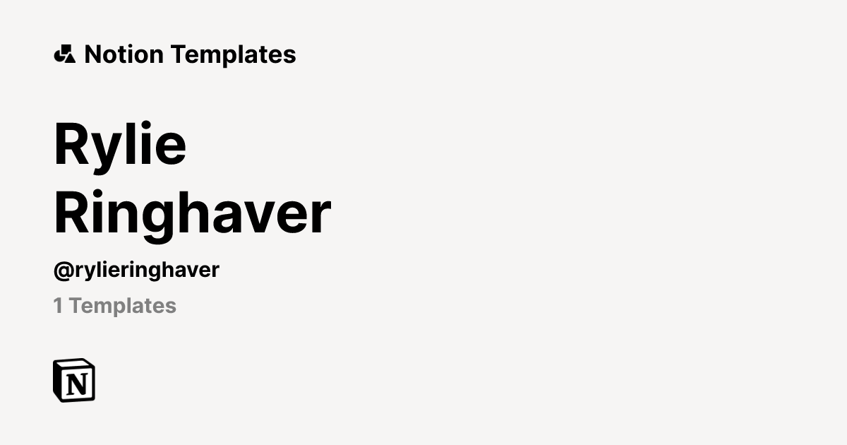 Rylie Ringhaver | Template Creator | Notion Marketplace