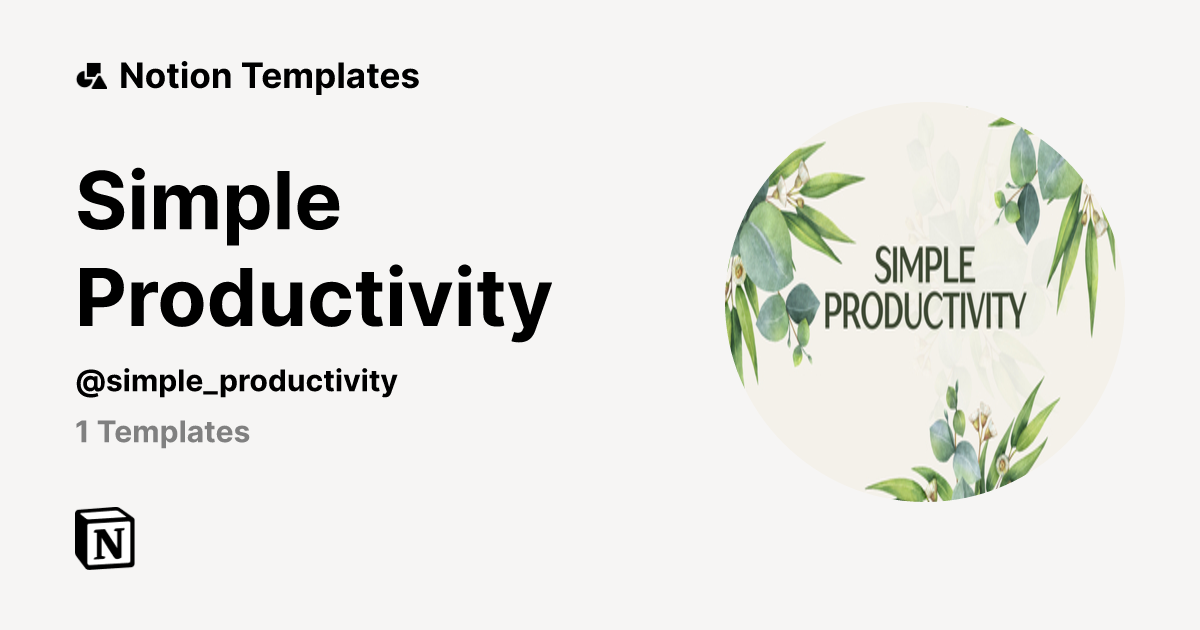 Simple Productivity | Template Creator | Notion Marketplace