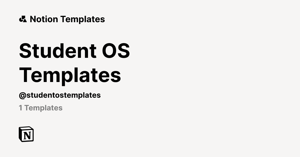 Student OS Templates | Template Creator | Notion Marketplace
