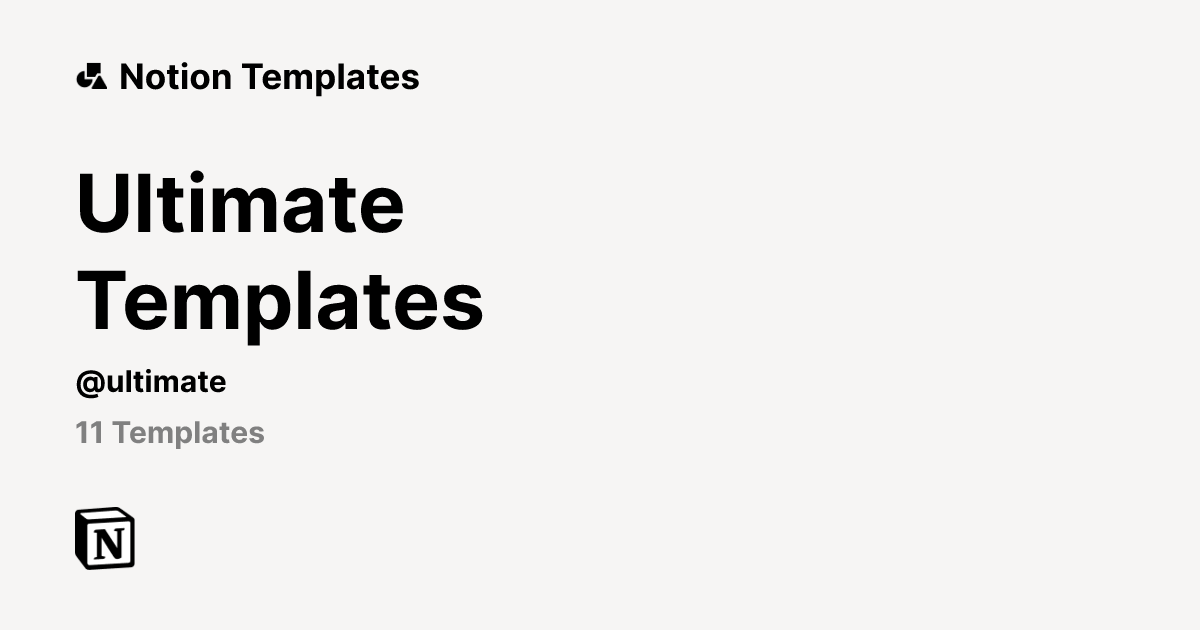 Ultimate Templates | Template Creator | Notion Marketplace
