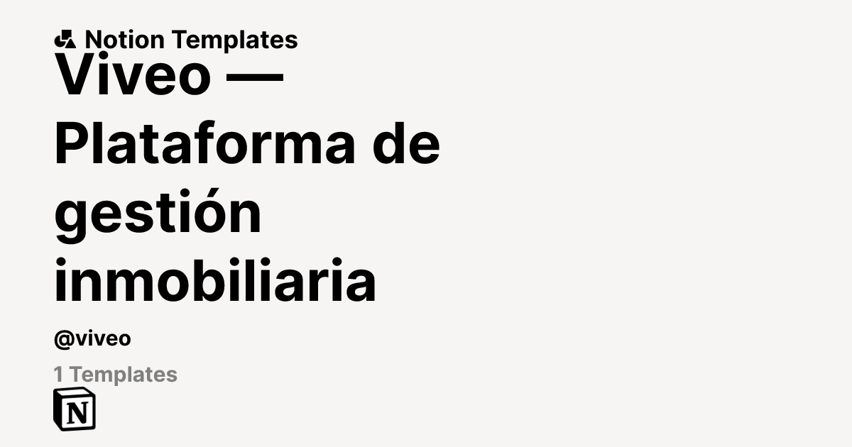 Viveo — Plataforma de gestión inmobiliaria | Template Creator | Notion ...