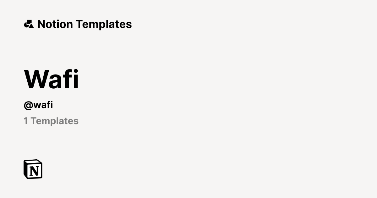 Wafi | Template Creator | Notion Marketplace