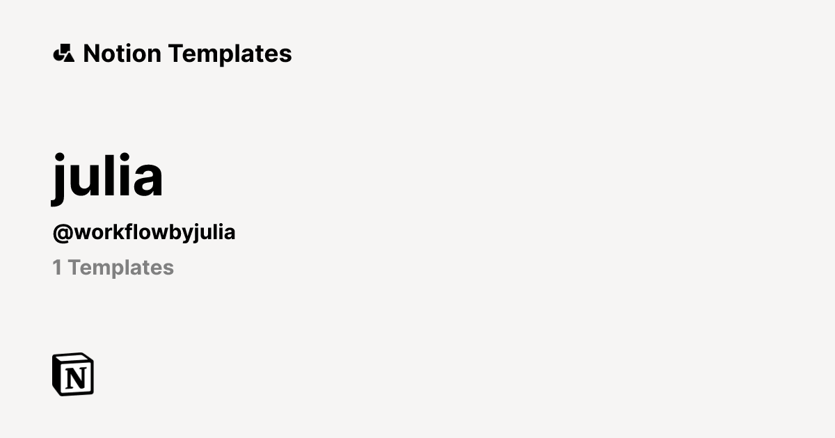 julia | Template Creator | Notion Marketplace