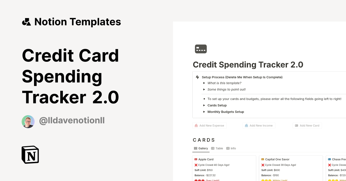 Credit Card Spending Tracker 2 0 Template Notion Marketplace