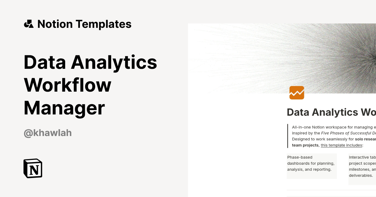 Data Analytics Workflow Manager Template by Khawlah | Notion Marketplace