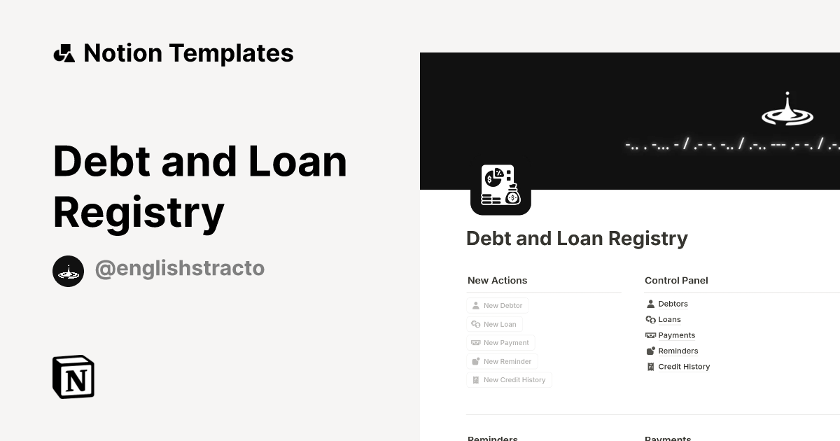 Debt and Loan Registry Template | Notion Marketplace