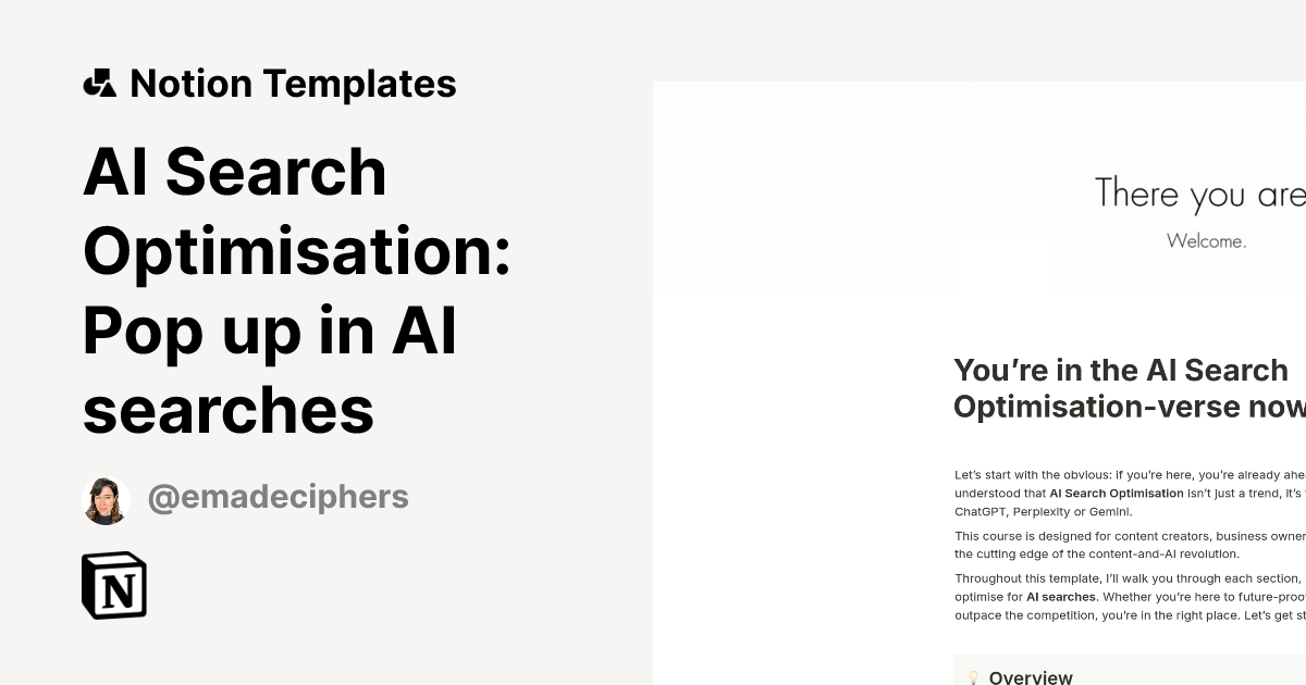 AI Search Optimisation: Pop up in AI searches Template by Ema Fulga ...