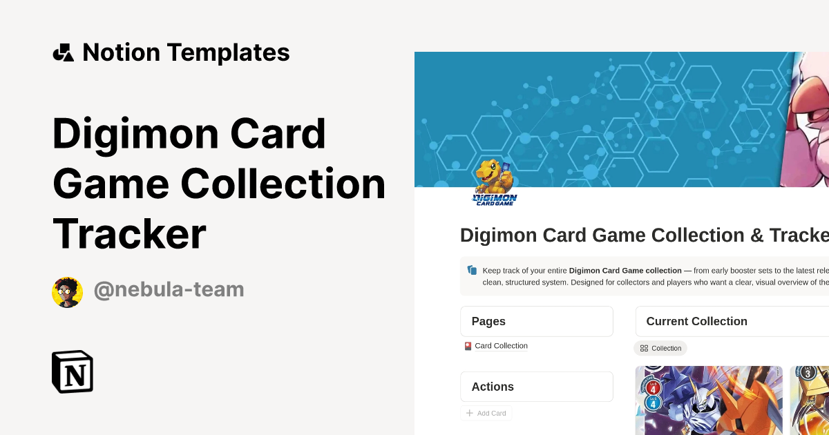 Digimon Card Game Collection Tracker Template by Nebula | Notion Marketplace
