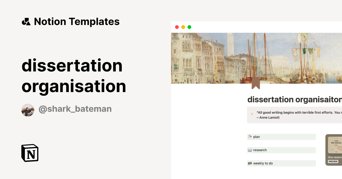 dissertation organisation Template Notion Marketplace