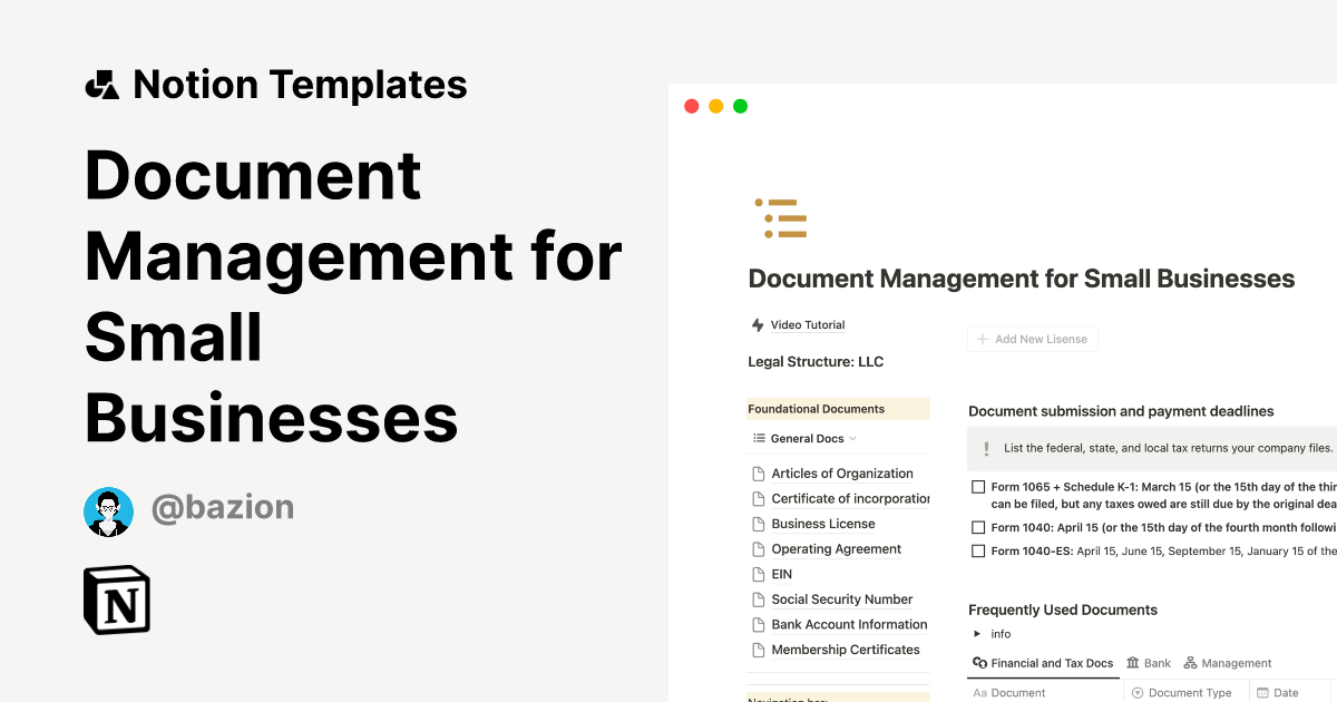 Document Management for Small Businesses Template | Notion Marketplace
