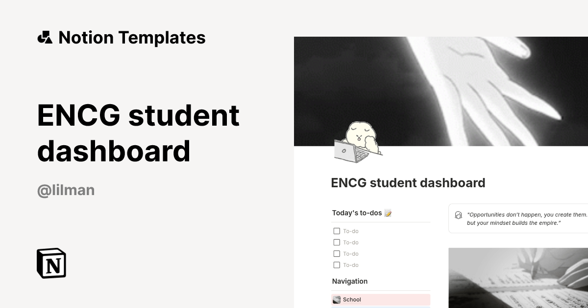 ENCG student dashboard Template | Notion Marketplace