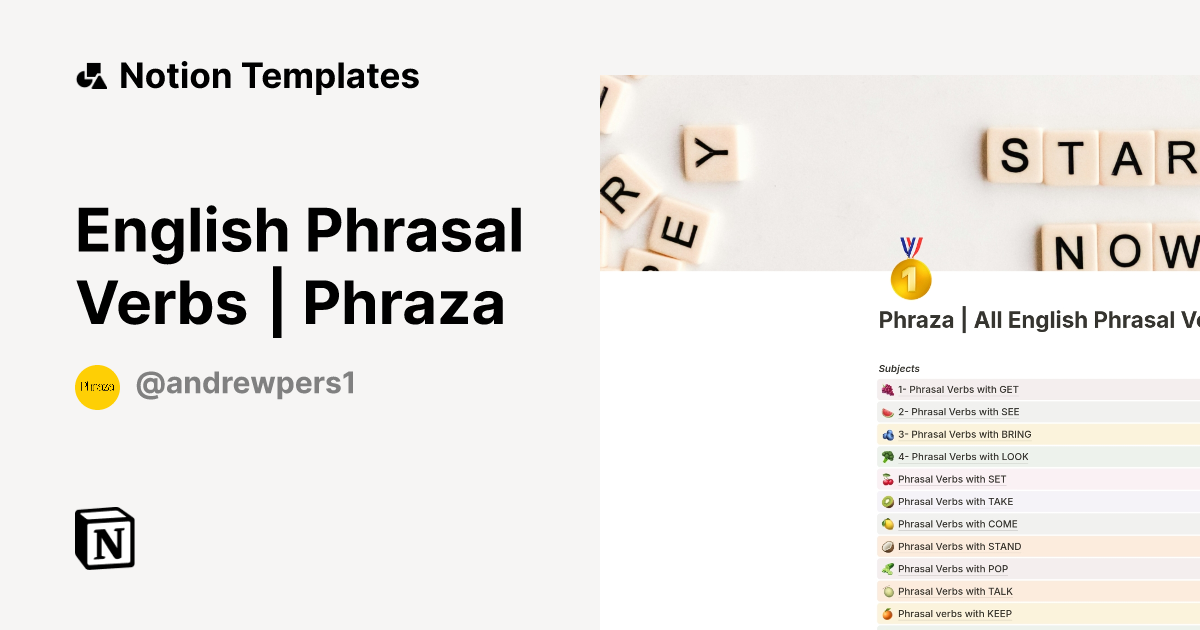 English Phrasal Verbs | Phraza Template | Notion Marketplace