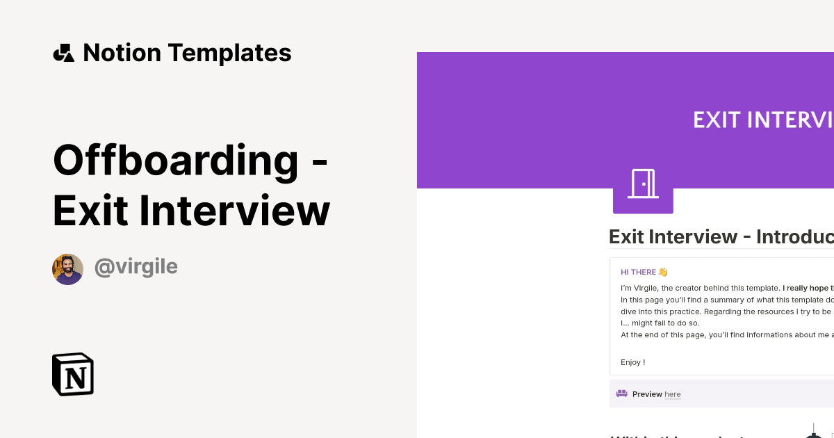 Offboarding - Exit Interview Template by Virgile | Notion Marketplace