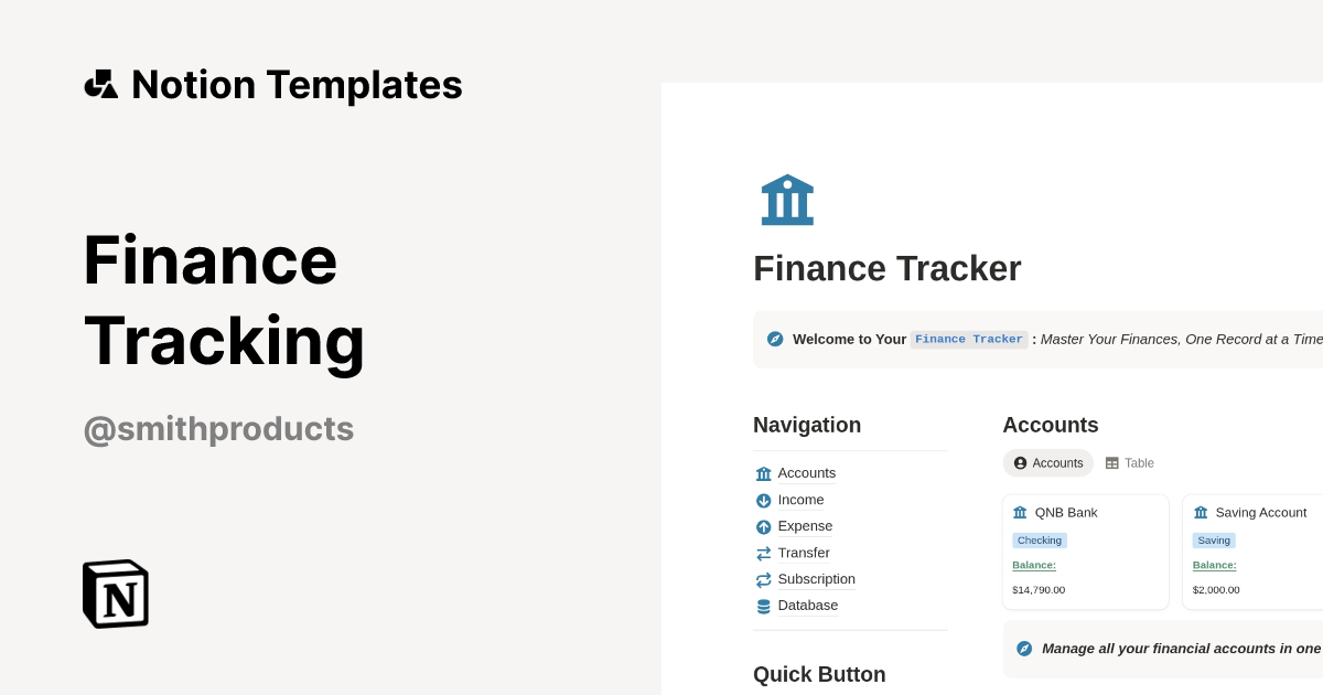 Finance Tracking Template | Notion Marketplace