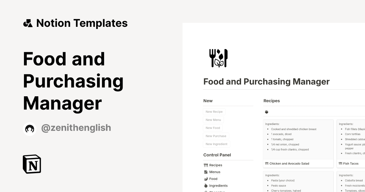 Food and Purchasing Manager Template Notion Marketplace