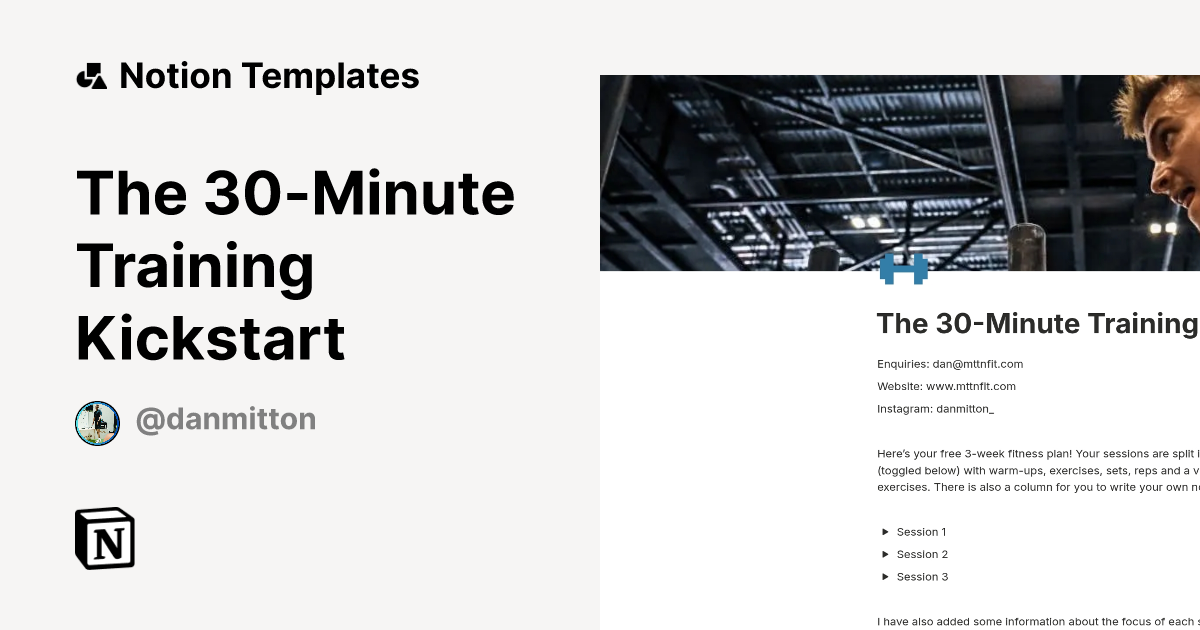 The 30-Minute Training Kickstart Template by Dan Mitton | Notion ...