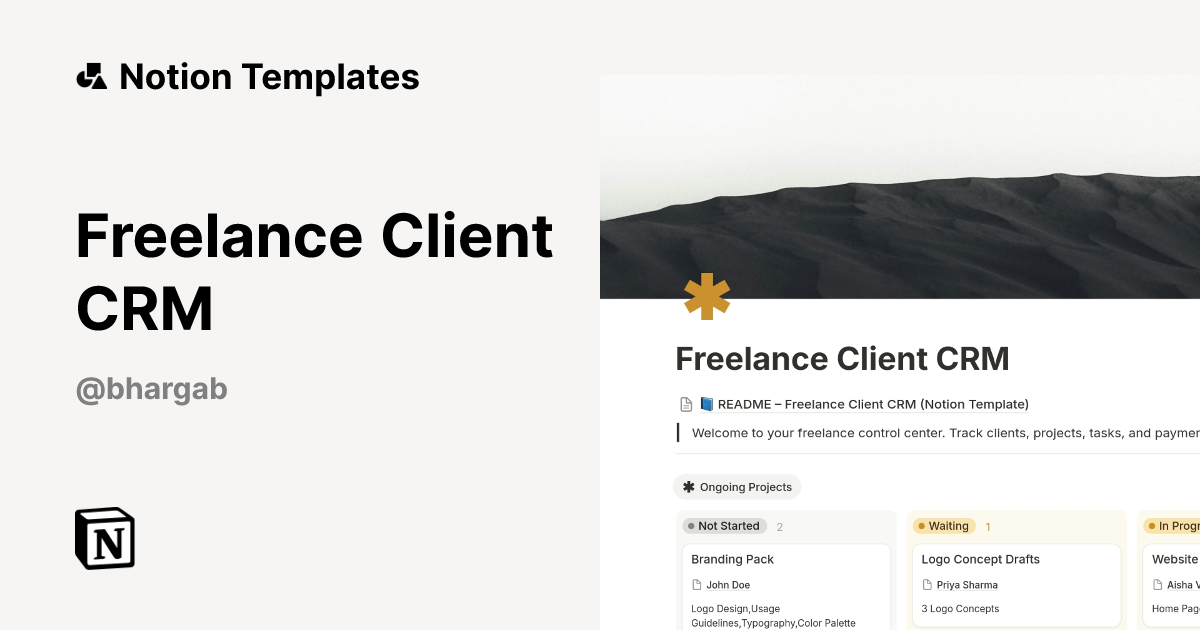 Freelance Client CRM Template | Notion Marketplace