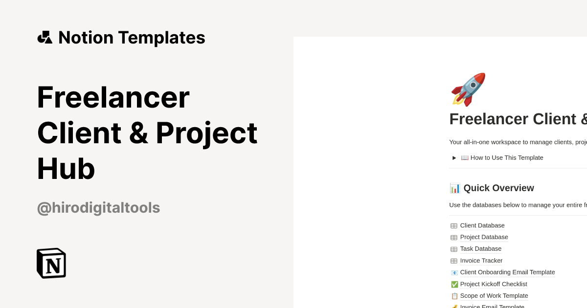 Freelancer Client & Project Hub Template | Notion Marketplace