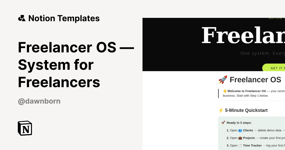 Freelancer OS — System for Freelancers Template | Notion Marketplace