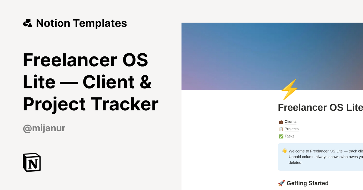 Freelancer OS Lite — Client & Project Tracker Template | Notion Marketplace