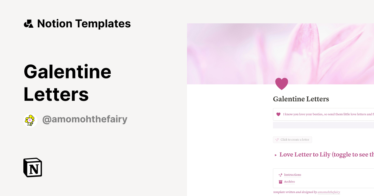 Galentine Letters Template | Notion Marketplace