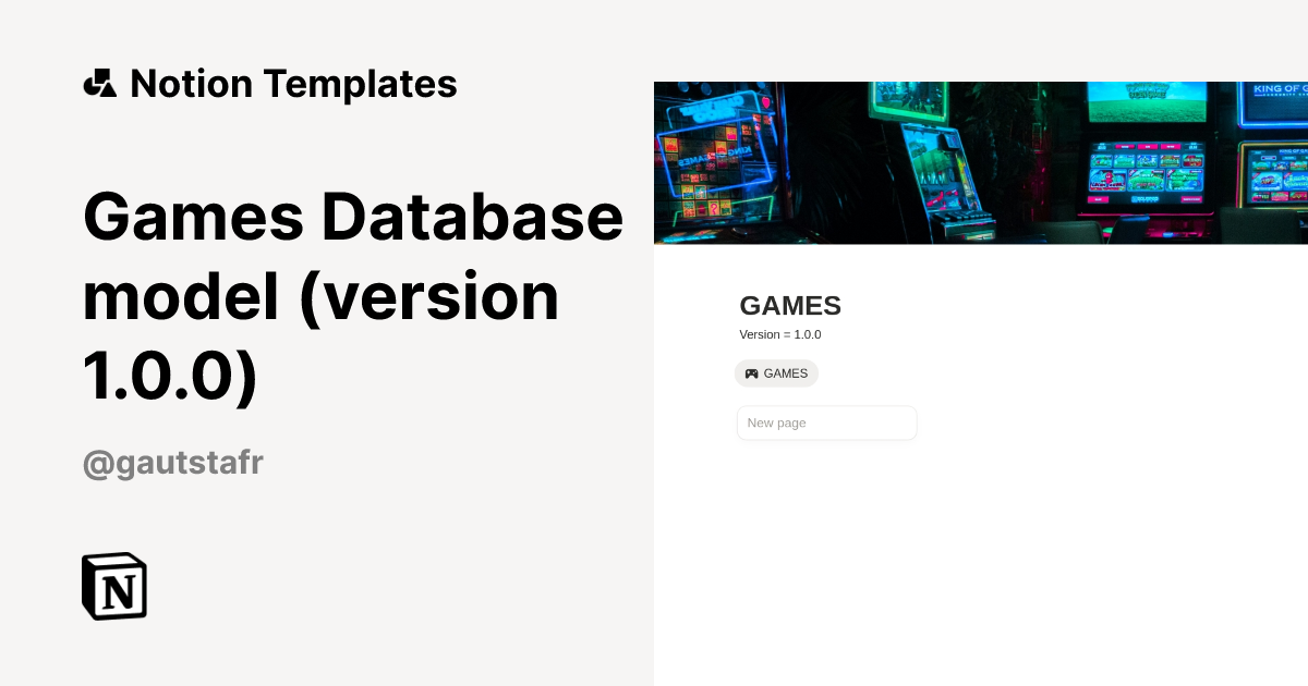 Games Database model (version 1.0.0) Template | Notion Marketplace