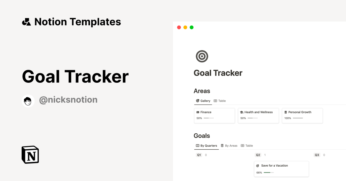 Goal Tracker Template Notion Marketplace