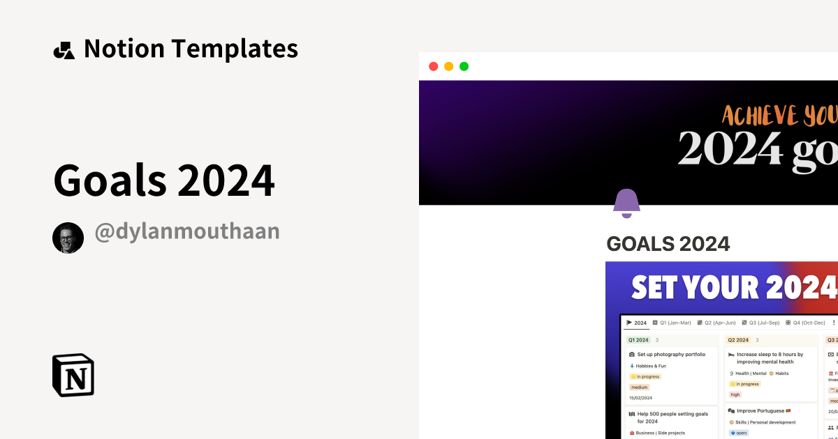 Goals 2024 Template Notion Marketplace