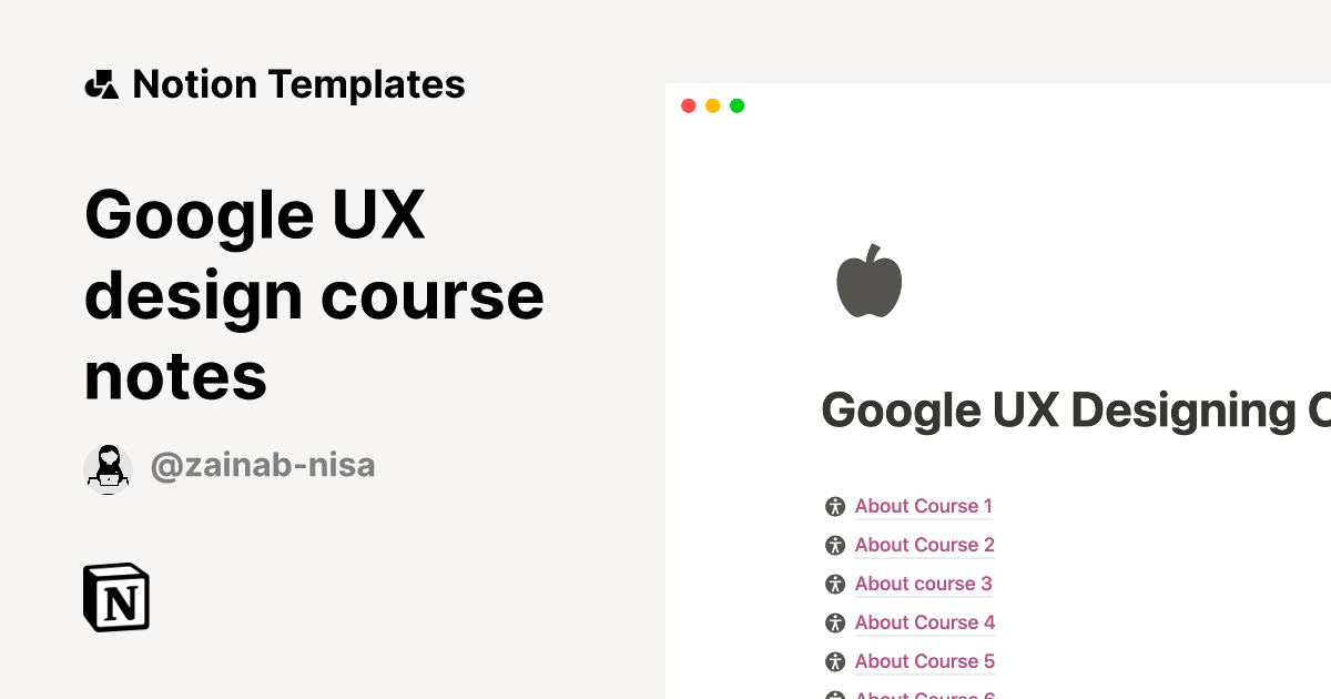 Google UX design course notes Template | Notion Marketplace