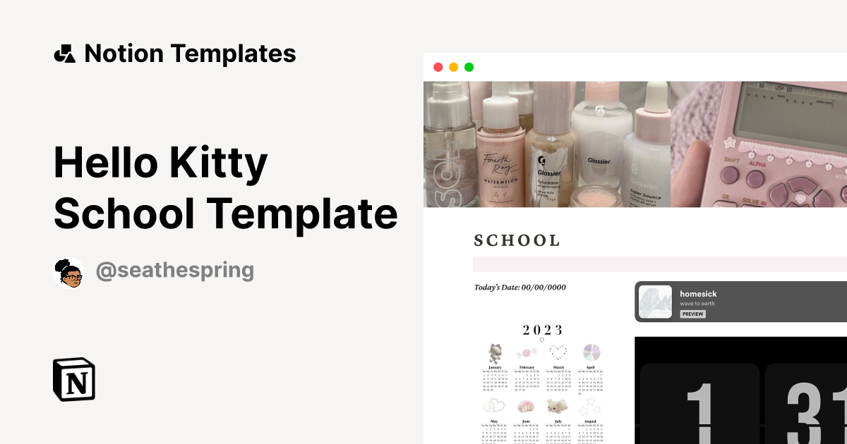 Hello Kitty School Template Template by sea