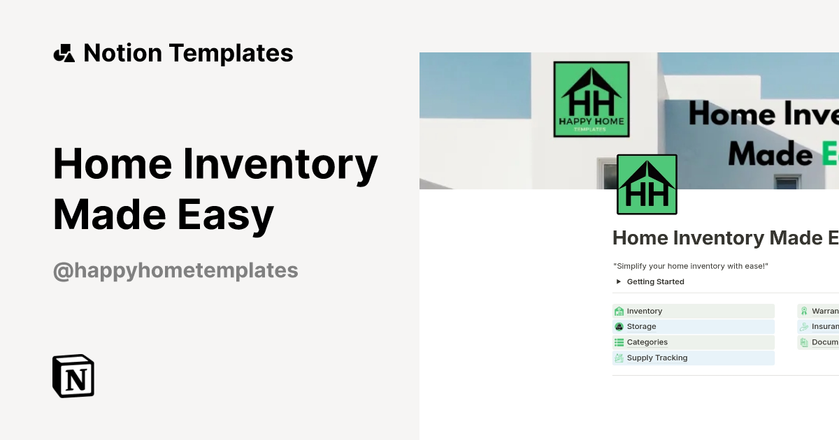 Home Inventory Made Easy Template by Happy Home Templates | Notion ...