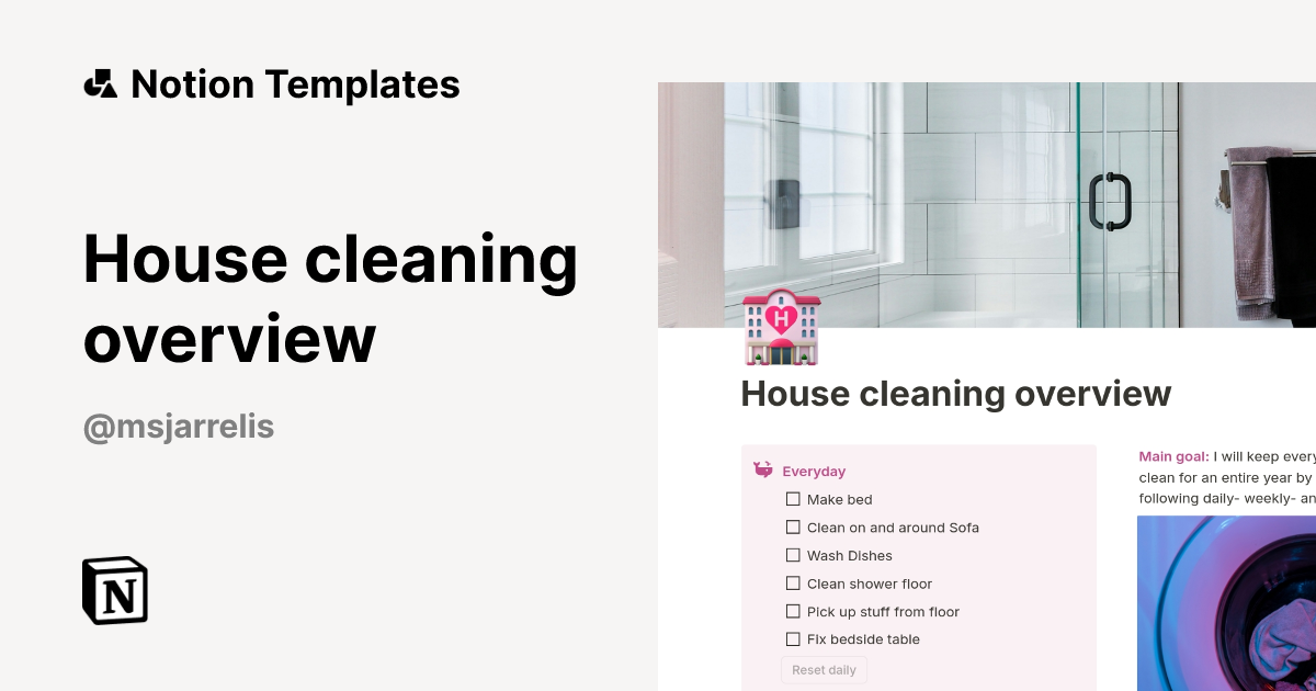 House cleaning overview Template | Notion Marketplace