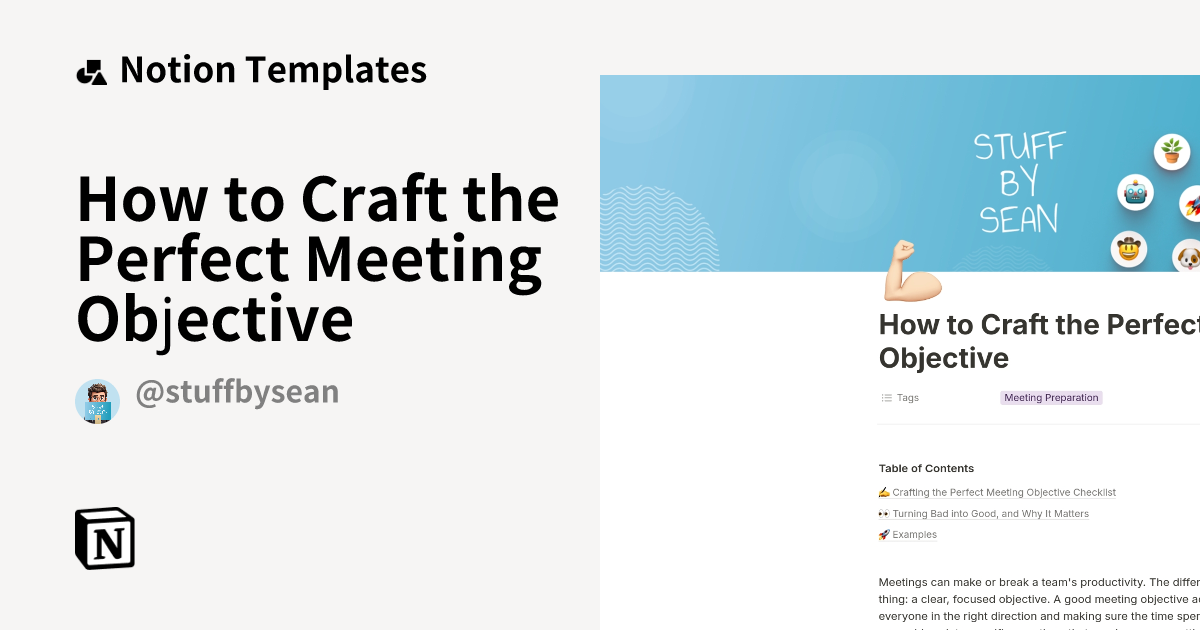 How to Craft the Perfect Meeting Objective Template | Notion Marketplace