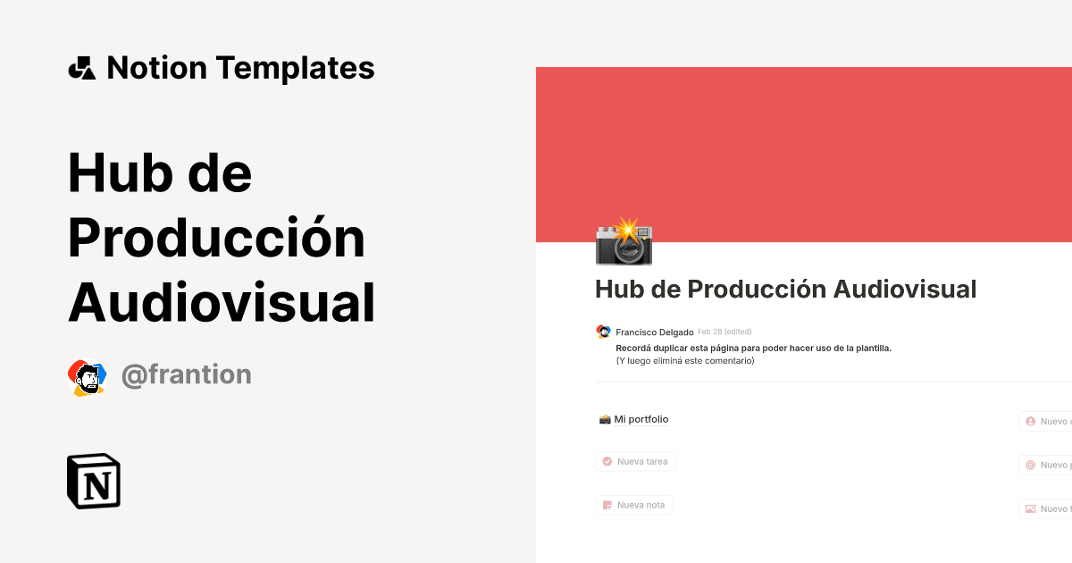 Hub De Producci n Audiovisual Template Notion Marketplace