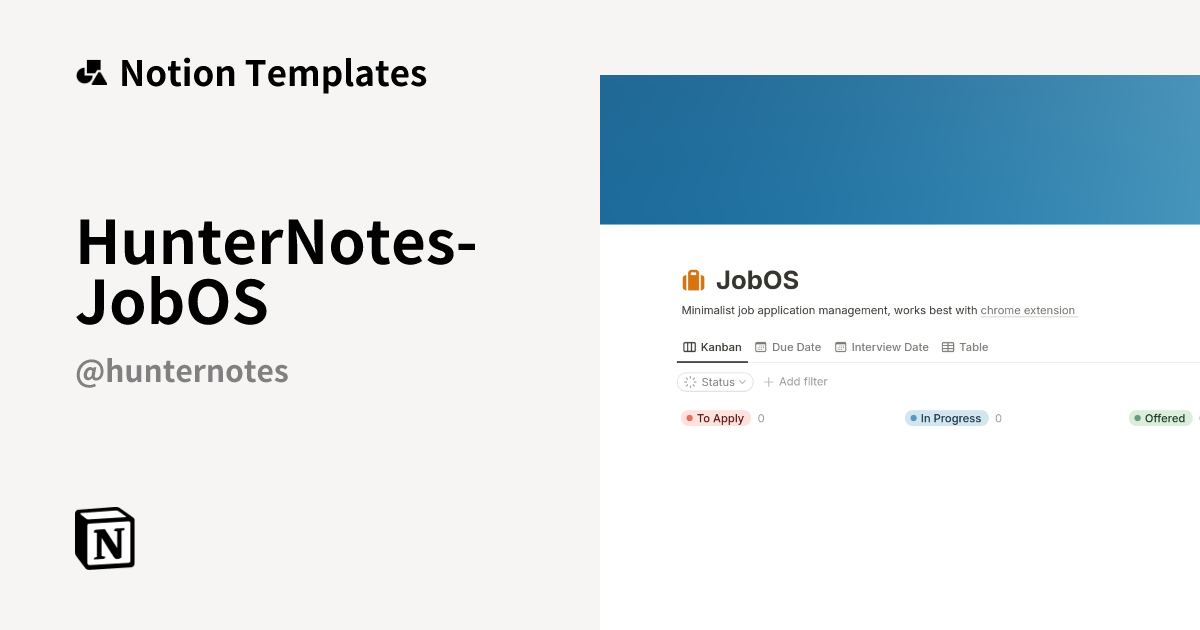 HunterNotes-JobOS Template by Job hunter notes | Notion Marketplace