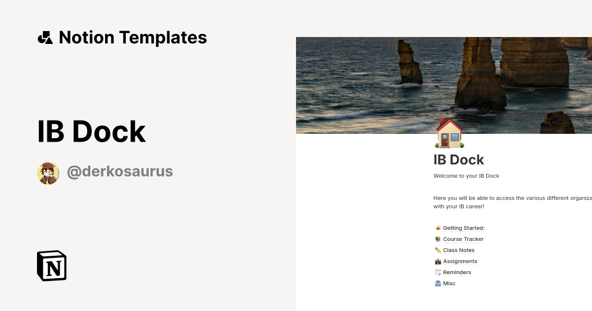 IB Dock Template Notion Marketplace