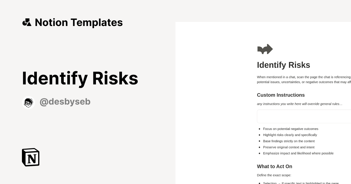 Identify Risks Template | Notion Marketplace