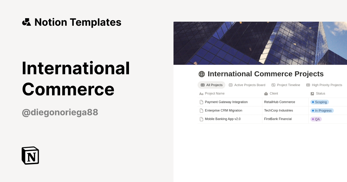 International Commerce Template | Notion Marketplace