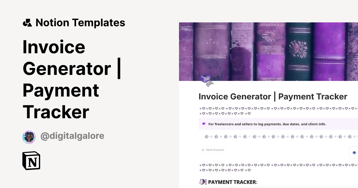 Invoice Generator Payment Tracker Template Notion Marketplace