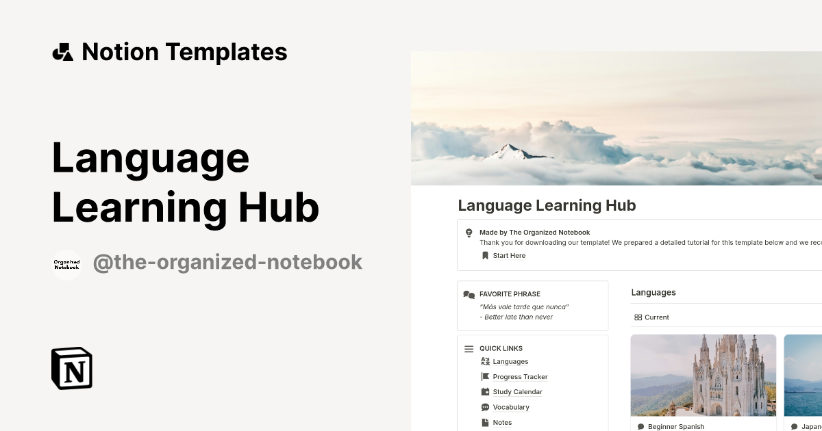 Language Learning Hub Template | Notion Marketplace