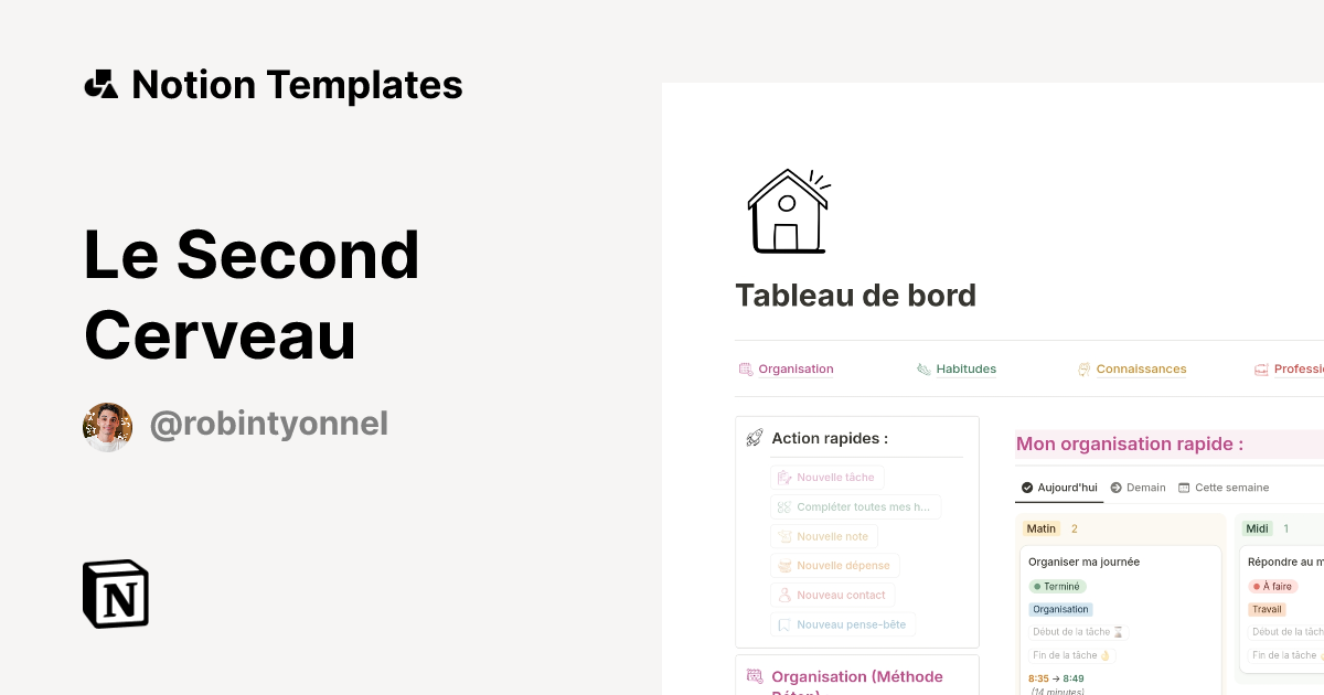 Le Second Cerveau Template by Robin Tyonnel Notion Marketplace — free download