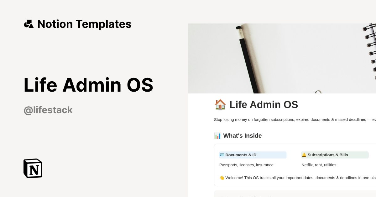 Life Admin OS Template by LifeStack | Notion Marketplace