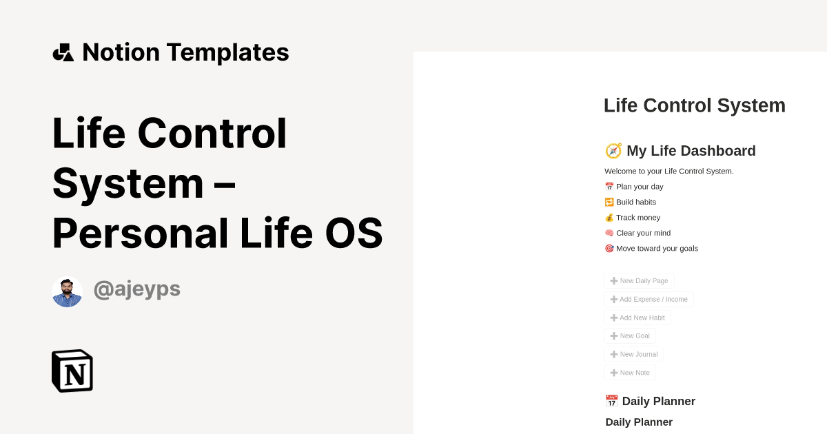 Life Control System – Personal Life OS Template by Ajey Pratap Singh ...