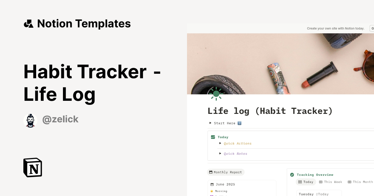 Habit Tracker - Life Log Template | Notion Marketplace