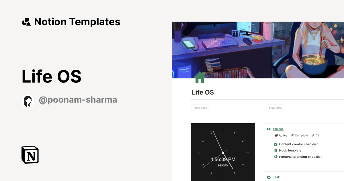 Life OS Template by Poonam Sharma | Notion Marketplace