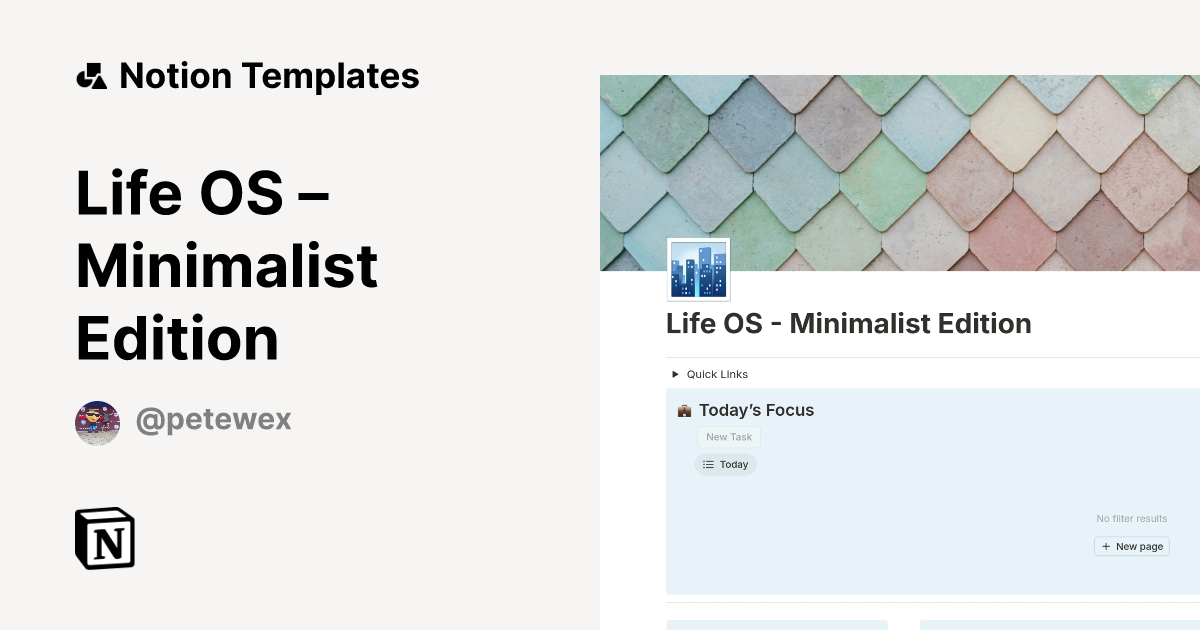 Life OS – Minimalist Edition Template by Peter Wechsler | Notion ...